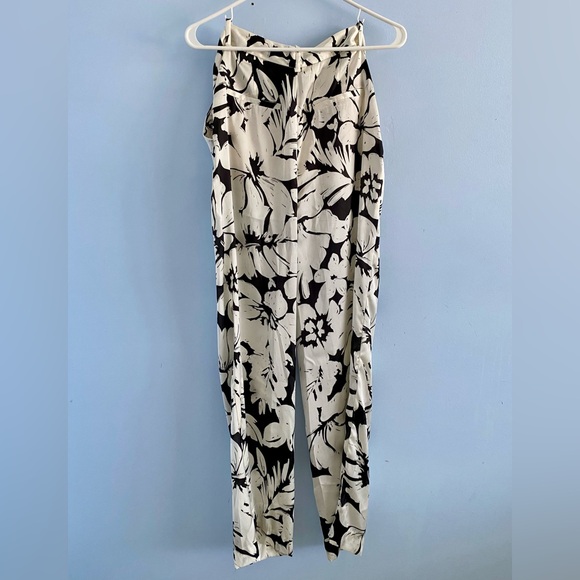 Zara Black and White floral Wide Leg Pant size Small - Picture 4 of 9